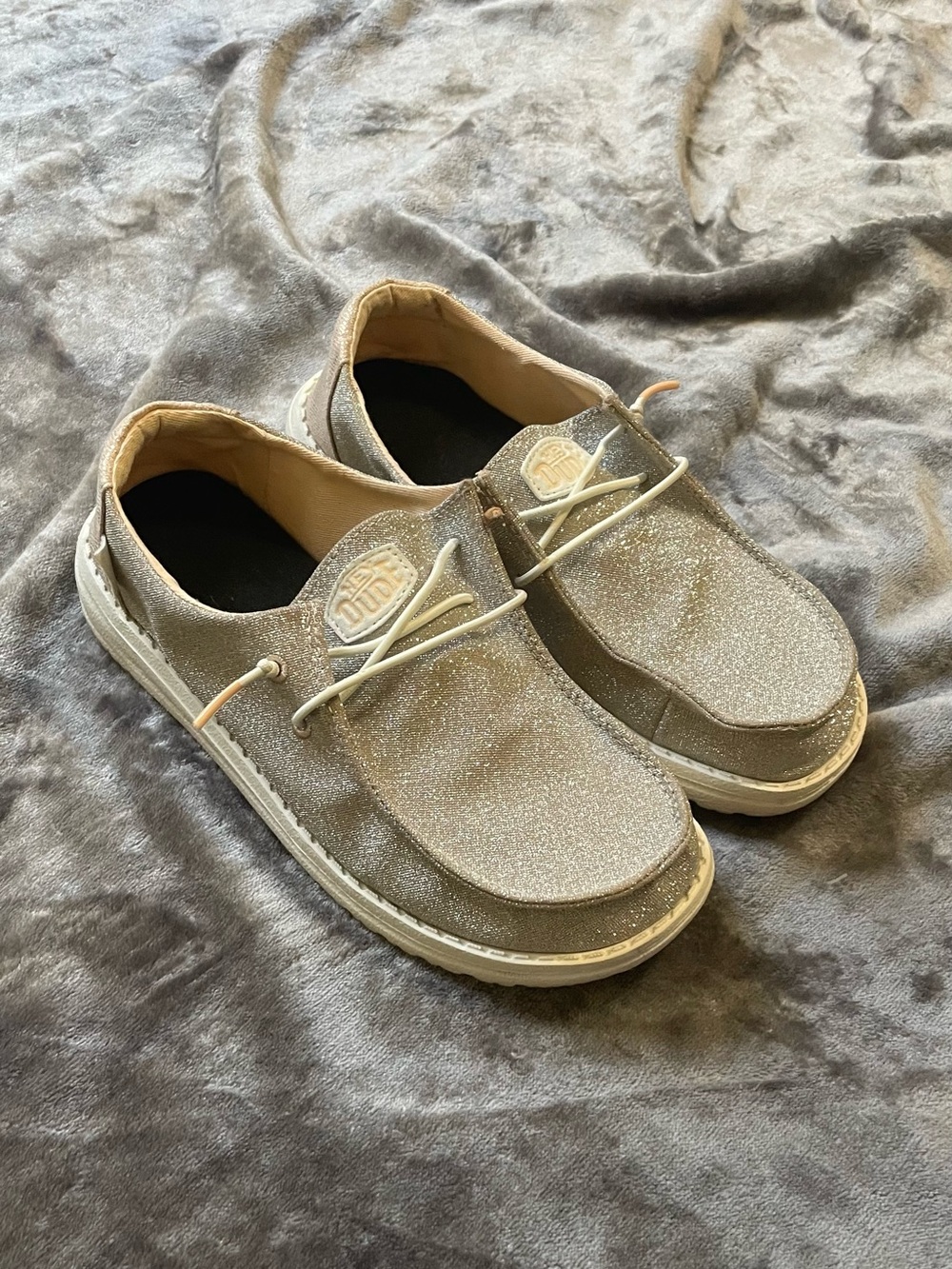 Hey Dude Wendy Rose Gold Glitter Shoes